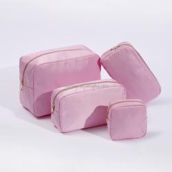 OEM ODM Fashion Portable Travel Makeup Accessories Organizer Water Resistant Nylon Metal Zipper Custom Logo Pouch Bags