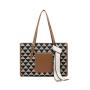 Autumn Winter Trend Style Women's Two-Piece Set Custom Logo Canvas Tote Bags Lady Handbag Geometric Leather Polyester Tassel