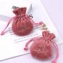Custom Logo Printing Velvet Fabric Jewelry Pouch Small Drawstring Necklace Earring Packing Velvet Jewelry Bag