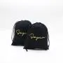 Custom Gold Logo Cotton Packaging Bag For Children Sock Clothing Organic Gift Drawstring Cotton Muslin Shopping Bag
