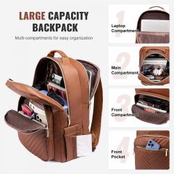 LOVEVOOK Eco-friendly Leather Business Work Backpack Purse 15.6 17 Inch Laptop Bookbag Back pack for Women Men Travel Backpacks