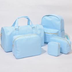 Stock Lilac Outdoor Classical Carry On Organizer Bag 3PCS Nylon Backpack Duffel Bag Cosmetic Makeup Bag Luggage Travel Set