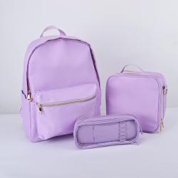 Keymay Hot Sale Back to School Series 3 Set Candy Color pencil Case Nylon Lunch Bag Book Bag Cute Girls Backpack Kids School Bag