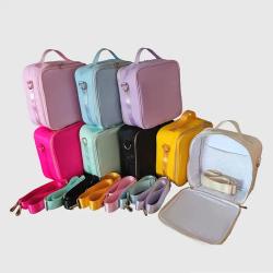8 Colors Nylon Lunch Box Kids Picnic Cooler Bag Mesh Pocket Crossbody Strap Boys Girls Adults Lunch Bag Kids Lunch Bag