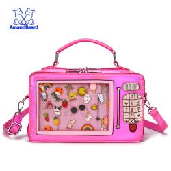 professional ita bag manufacturer holographic pu leather clear pvc custom designer backpack