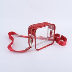 Low MOQ Waterproof Clear PVC PU Leather Women Girls Shoulder Bag Crossbody Messenger Bag Game Day Stadium Approved Clear Purse