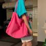 Super big Solid Color Canvas Bag with Single Handle Large Capacity Korean Style Art Diagonal Shoulder Bags for Women
