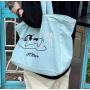 ZWY091 Puppy Embroidery Denim Women Tote Bag Outdoor Hundred Travel Work Shoulder Bag Daily Fashion Lightweight Organizer Bag