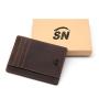 Designer crazy horse real leather slim credit card holder wallet rfid blocking id card front pocket wallet