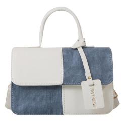 ZR524 Woman PU Retro Bag Daily Life Girl Horizontal Color Block Square Single Bag Girl Magnetic Button Underarm Versatile Bag