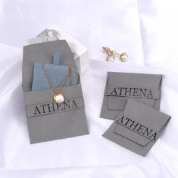 8*8 Cm Luxury Microfiber Necklace Bracelet Storage Jewelry Pouch Customized Small Gift Envelope Jewelry Bag