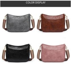 Durable Vegan Leather Bags Women Handbags Ladies Shoulder Sling Cross Body Bag With Wide Canvas Strap Women Handbag Wholesale