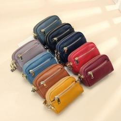 Multicolour Top layer cowhide women's wallet zipper small bag soft leather coin purse wallet for ladies