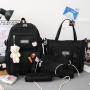 Hot selling 5 Pcs Set Cute School Bags Female College School Bag With Pencil Case Teenagers Middle Book Bagpack School Bag Set