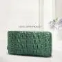 Custom Made Luxury Fashion Genuine Crocodile Skin Leather Women Ladies Green Long Zipper Credit Card Wallet For Woman