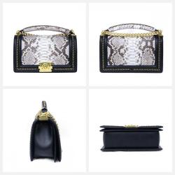 Custom Luxury Real Genuine Snake Skin Leather Lady Women Designer Shoulder Crossbody Flap Bag Purse Luxury Handbags For  Women