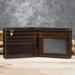 Retro Crazy Horse Skin Wallet Short Zipper Zero Money Bag