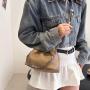 Fashionable drawstring bag with chain soft leather handbag purse underarm bags shoulder bag for ladies