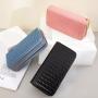 ZR573 Women's Wallet Long Handbag PU Double-layer Zipper Coins Wallet Purse Girl Stylish Weave Mobile Phone Bag Card Holder