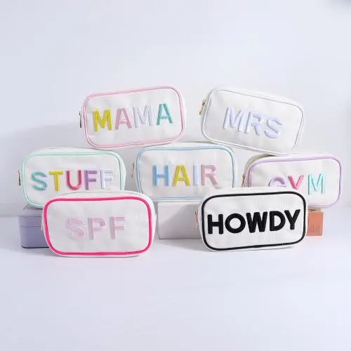 Solid Color 8 Colors 4 Sizes Cotton Cosmetic Bag Custom Print Logo Women Men Travel Toiletry Pouch Waterproof Canvas Makeup Bags