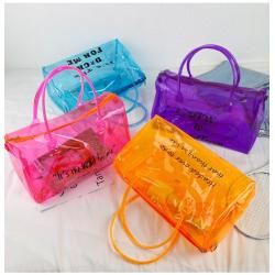 Custom Logo Holographic Pvc Duffle Bags Travel Eco-friendly Waterproof Colorful Transparent Tote Shoulder Clear Duffle Bags