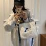 2023 Cartoon Animal Pattern Canvas Tote Bag Plain Shoulder Canvas Bag Folding Ladies Hand Bags