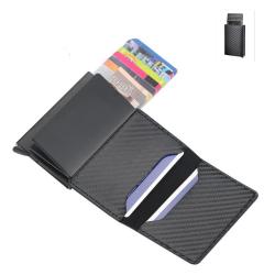 ZR296 Vintage Carbon Fiber Automatic Elastic Card Aluminum Alloy RFID Card Box Anti-theft Brush Card Clip Shield