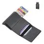 ZR296 Vintage Carbon Fiber Automatic Elastic Card Aluminum Alloy RFID Card Box Anti-theft Brush Card Clip Shield