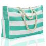 ZR940 Wholesale Customized High Quality OEM Striped Knitted Cotton Canvas Tote Bag Shopping Bag Beach Bag Rope Handle Vacation