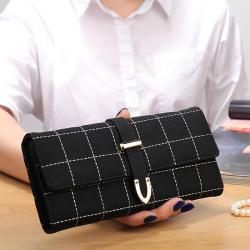 Super Hot Selling ladies Fashion Grid wallet Elegant Foldable Faux Suede woman purse wholesale for all seasons sac tendance 2024
