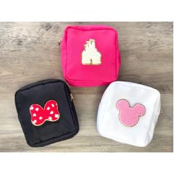 New Trends Best Bridesmaid Gift DIY Letter Patches Mini Nylon Cosmetic Makeup Bag Travel Toiletries Bag Nylon Pouch