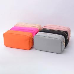 2021 stock new customizable durable waterproof cosmetic bag nylon custom logo letter patch large capacity makeup bag