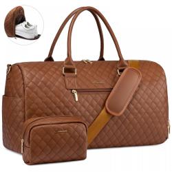 LOVEVOOK Fashion New Design Custom Quilted Pu Leather Weekend Travel Duffel Bag Leather Waterproof Spend The Night Duffle Bag