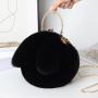 Plush Bag Female Oblique Cross Korean Version Lovely Portable Plush Bag Autumn Winter New Rabbit Ear Clip Mouth Bag