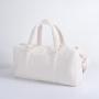 Sherpa Weekend Bag with Patches Overnight Bag Fuzzy Teddy Fall Luggage with Shoulder Strap Custom Duffel Bags