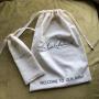 Nude Custom Luxury Cotton Linen Gift Packaging Pouch With Logo Promotional Drawstring Bag