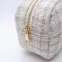 New Spring Portable Tweed Cloth Ladies Customized Logo Toiletry Makeup Organizer Bag Travel Makeup Bag Pouch Cosmetic Bag