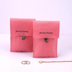 Eco-Friendly Custom Logo Printed Small Burlap Envelope Button Balaclet Gift Pouch Bag Sack Jute Linen Jewelry Pouch
