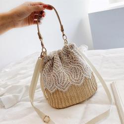 2024 New Tengbian Beach Handheld Crossbody Bag Women's Lace Lace Grass Woven Bag