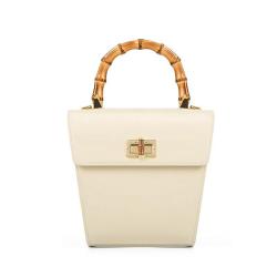 New Arrival Trendy Ladies Hand Bags Bamboo Top Handle Luxury Lock Womens Bucket Purses Vegan Leather Custom Logo Womens Handbags
