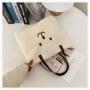 Custom going out Tote bag plush smiley shape hand decoration zipper one shoulder niche design plus logo