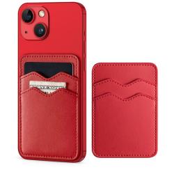 KBW418 New PU Leather Double Card Position Back Sticker Card Case RFID Anti-theft Brush Phone Magnetic Card Holder