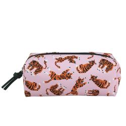 Custom Pink Pouch Toiletry Bag for Women Girls Gifts Water-Resistant Daily Storage Digitally Tiger Printing Cosmetic Bag Logo