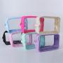 Keymay 7 Colors Stock Clear Makeup Bag Custom Logo Transparent Makeup Bag Women Pvc Toiletry Bag Travel