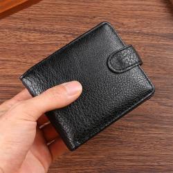 Men's Durable Leather & PU Leather Zipper Buckle Wallet Multi-Card Holder with Waterproof Feature New Design Wholesale Factory