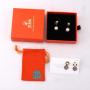 Hot Sale Orange Color Gold Foid Stamping Logo Paper Gift Jewelry Box Drawing Earring Jewelry Packing Box