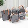 Custom Logo Lunch Box Bento Bag Oxford School Office Travel Portable Thermal Insulated Lunch Bag Ice Cooling Bag