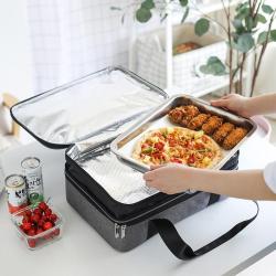 BSCI Factory Gary Color Thermal Strength Container Fresh Food Oxford Cloth Storage Portable Box Insulated Pizza Delivery Bag