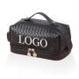 Custom Logo Large Pu Makeup Bag Double Layer Cosmetic Bags with Handle Travel Make Up Bag Organizer with Compartments