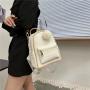 Plush Pendant Backpack Women Pure Color Custom Designer Handbag Pu Leather Fashion Lady Bag JY221006